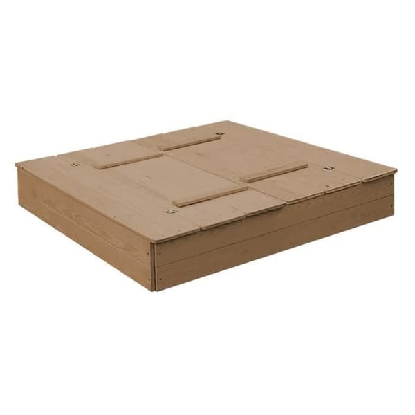Sandlåda - ROBA - 127x123 cm - Massivt Trä - Fällbart Lock - 2 Säten