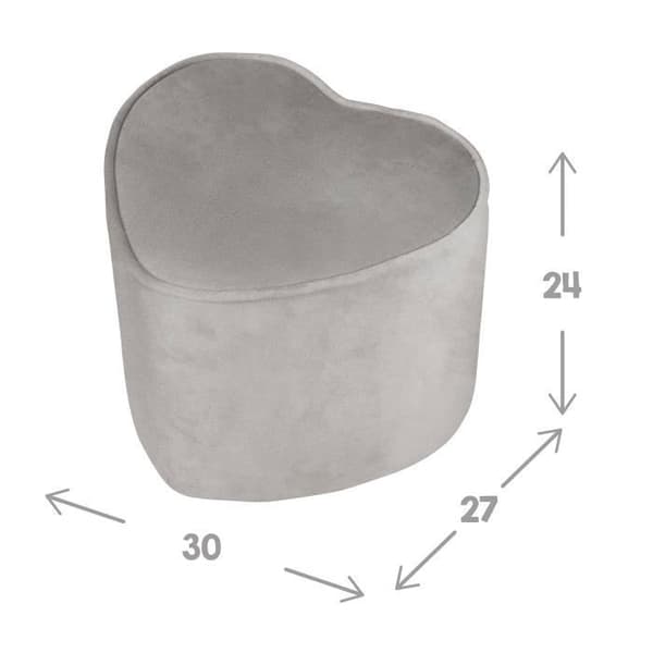 ROBA Barnpuff "Lil Sofa" Bekväm sammet - Hjärtform - Grå