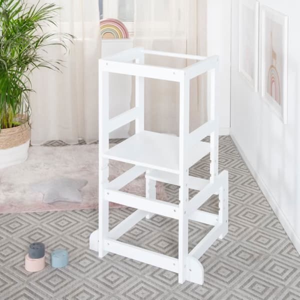 ROBA Learning Tower - Safe Step Pall för barn - Idealisk som kökshjälp - Stöder upp till 80 kg - Vit