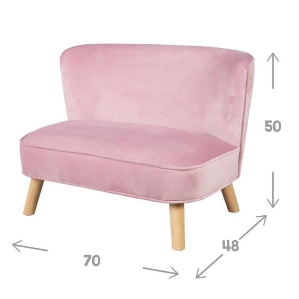 ROBA barnsoffa i sammet Lil soffa - skandinavisk stil - massivt trä ben - rosa