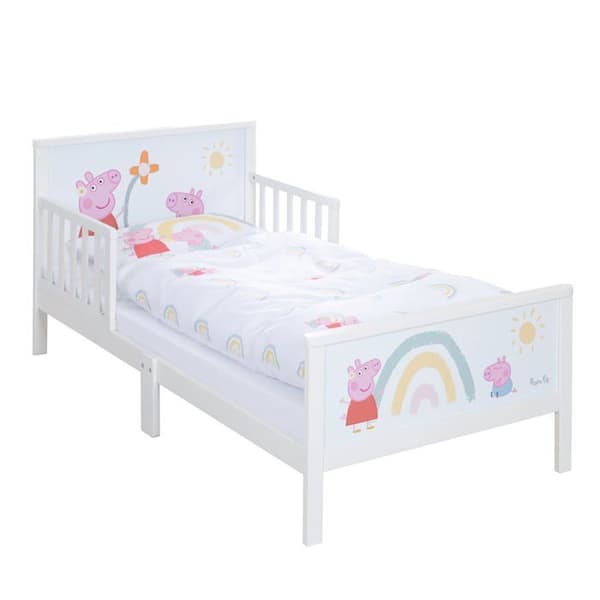 Säng Barn 2-7 År med Skyddsräcken + Sängset ROBA Peppa Pig - Vit - 70x140 cm