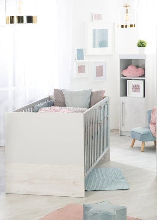 Chambre Bébé Duo Maren 2 - ROBA - Evolutionssäng 70x140 - Ljusgrå / Vit ek