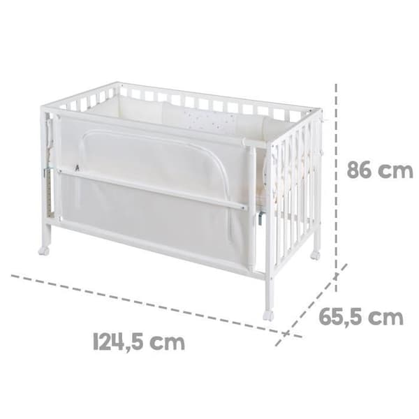 ROBA Lit Cododo Complet "safe asleep®" 60x120 cm med designen "Sternenzauber" - Vit lackad