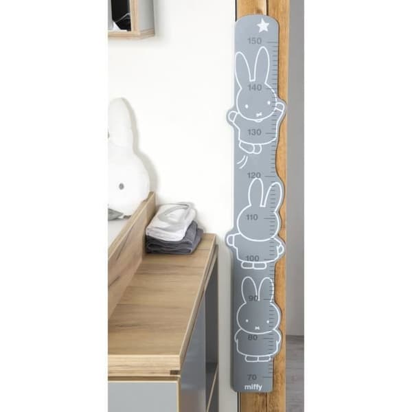 ROBA Wall Chart - miffy® - Kaninmönster - 70 till 150 cm - Grå/Vit