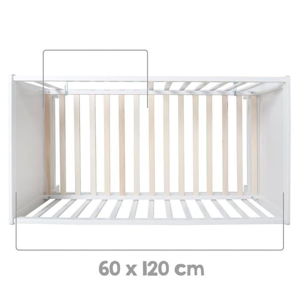 Bebisrum ROBA Stil - Cododo-säng 60x120 + Skötbord - Vit/Silvergrå - Höjdjusterbar