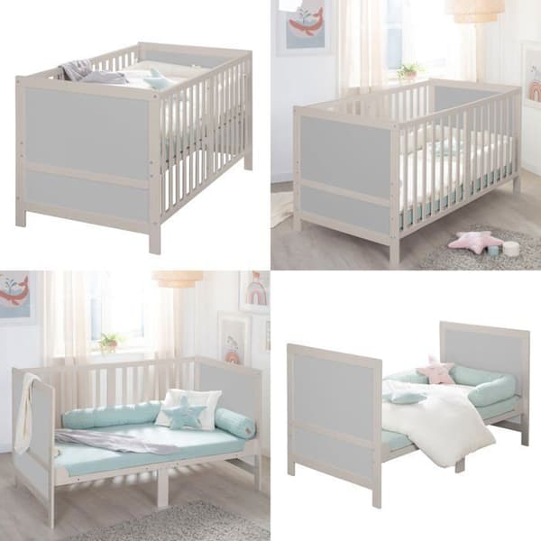 Lit Bebis Evolution 70 x 140 ROBA Easy Sleep - Inkluderade Transformationshörn - Trä / Grå