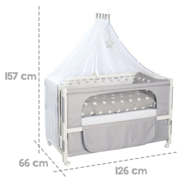 ROBA Lit Cododo Complet "Little Stars" 60x120 cm med 4 bromhjul