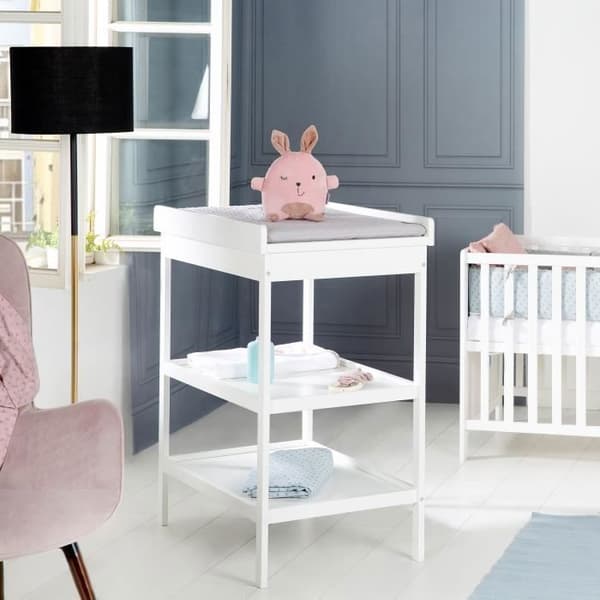 Bebisrum ROBA Stil - Cododo-säng 60x120 + Skötbord - Vit/Silvergrå - Höjdjusterbar