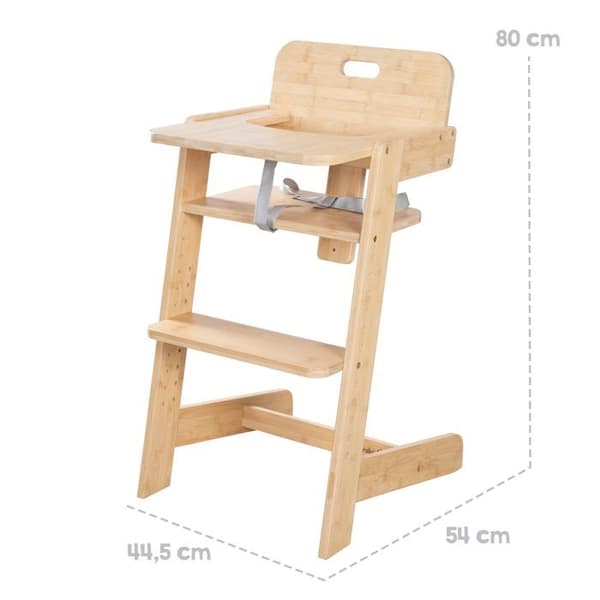 Evolutionshögt stol ROBA Nature Up i FSC® bambu - Stöder 70 kg - Matbricka ingår - Naturlig