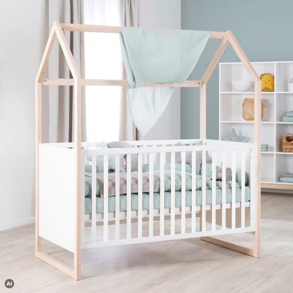 Säng baby co-sleeping evolutiv 70 x 140 cm - ROBA - Noah - Vit / Ek
