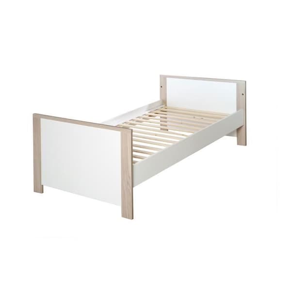"Lit Bébé Olaf 70x140 cm - ROBA - Transformabel i junior-säng - Förvaringslåda - Vit trä / Träeffekt"
