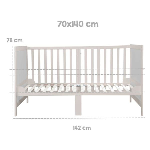 Lit Bebis Evolution 70 x 140 ROBA Easy Sleep - Inkluderade Transformationshörn - Trä / Grå
