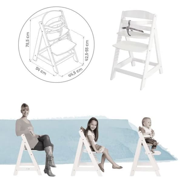 ROBA Evoluerande Vit Hög Stol "Sit Up III" + Grå Sitsänkare "Adam och Eule"