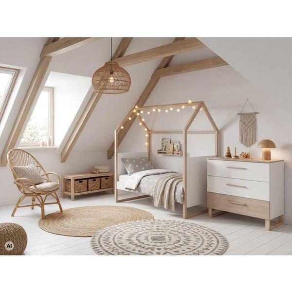 Säng baby co-sleeping evolutiv 70 x 140 cm - ROBA - Noah - Vit / Ek