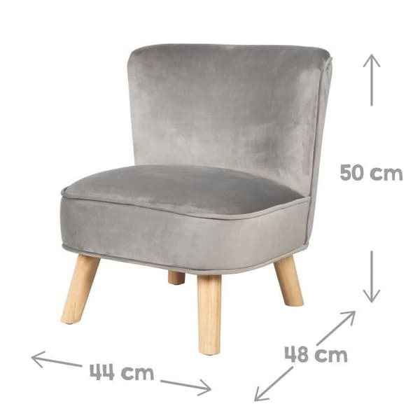 ROBA Soffgrupp och Barnfåtölj Lil Sofa + Dekorativ Kudde Moln - Set i Sammet - Silvergrå