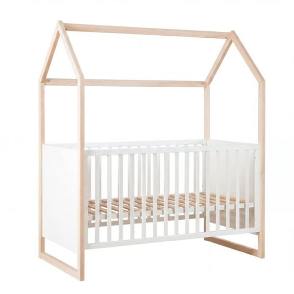Säng baby co-sleeping evolutiv 70 x 140 cm - ROBA - Noah - Vit / Ek