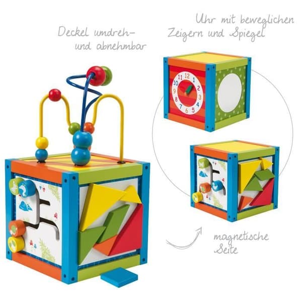 ROBA Wooden Labyrint Activity Cube - 16 x 16 x 29 cm