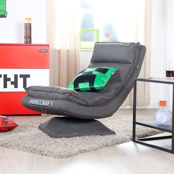Gamingfåtölj - ROBA - Minecraft - Fällbart Ryggstöd - 360° - Mörkgrå