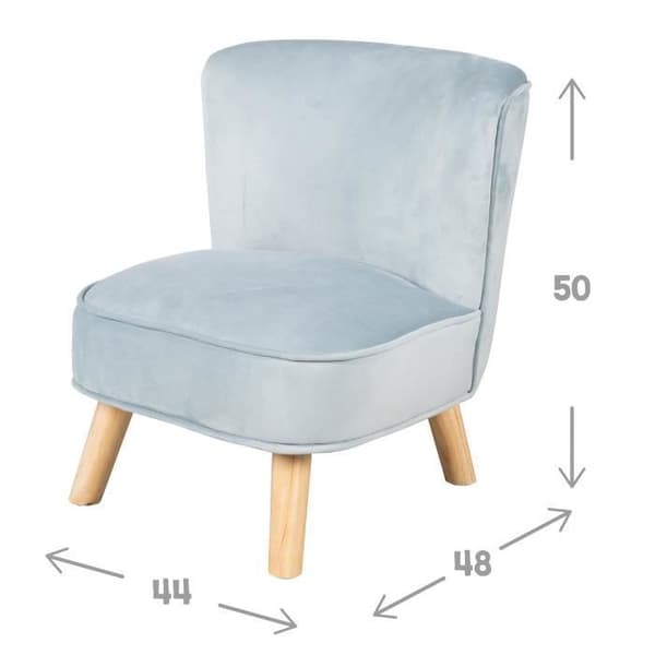 ROBA Soffa och Barnfåtölj Lil Sofa + Dekorativ Kudde Moln - Set i Sammet - Ljusblå