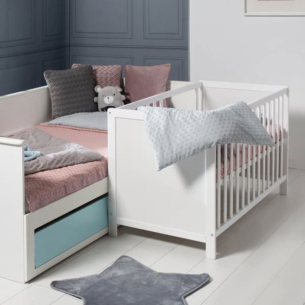 2 i 1 babysäng - ROBA - Självständig och samsovande - Justerbar bas - Vit