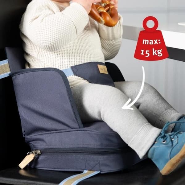 Bebissammare - ROBA - Fällbar - Uppblåsbart säte - Justerbart bälte - 6 månader / 3 år (15 kg) - Marinblå