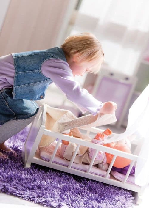Fienchen Träddocka Vagga - ROBA - Gungande Säng för Docka - Vit/Rosa
