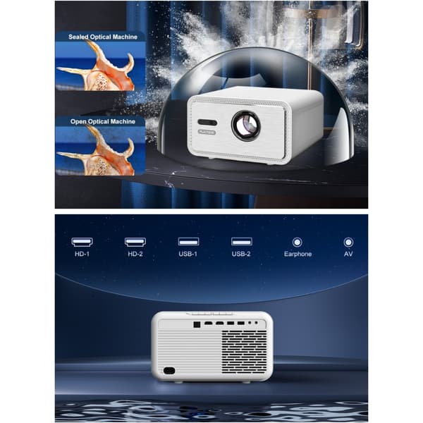 Flixtone D9W Mini Projektor, 1080P, Android 14.0