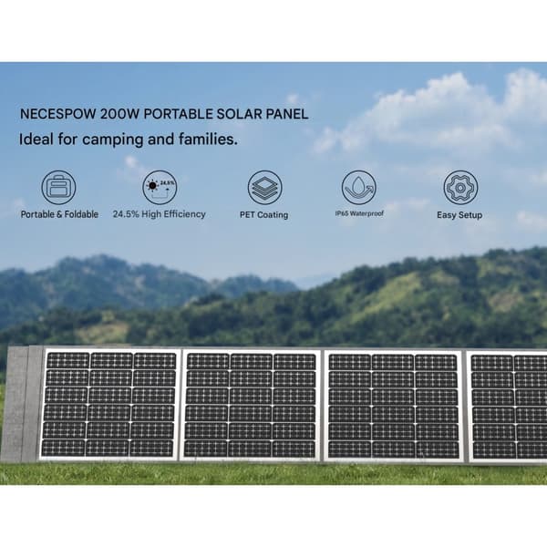 200 Watt bærbart solpanel til bærbar strømstation, foldbart solpanel 200W, til solgenerator udendørs campinghave (200W)