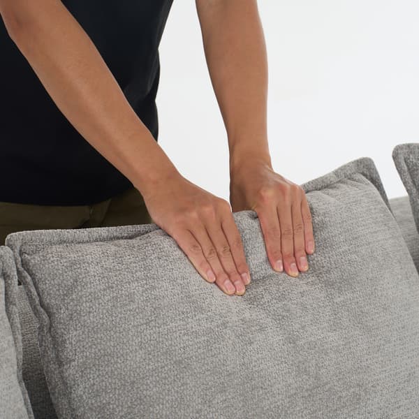 WELLTIN Grå Chenille L-formad Soffa, Modulär Sektion med Divan, Extra Djup Molnsoffa med Sidofickor för Vardagsrum & Lounge