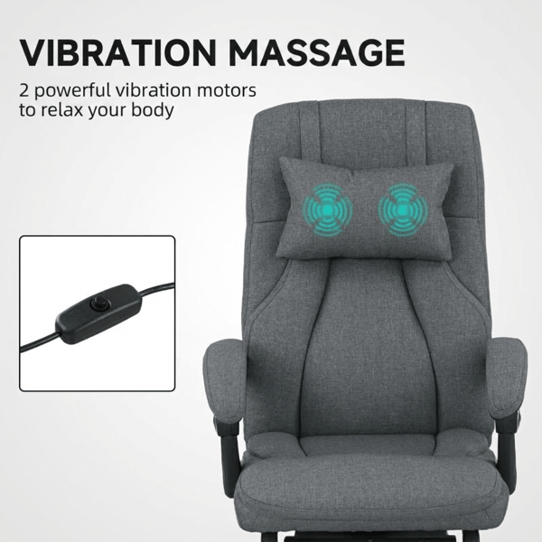 Massage kontorstol, USB-interface, drejehjul, mørkegrå