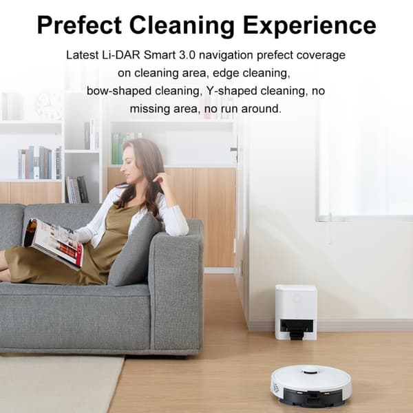 LIECTROUX Robotstøvsuger og Moppe - M70 PRO Sort - 5000Pa - 3-i-1 - Automatisk Tømmestation