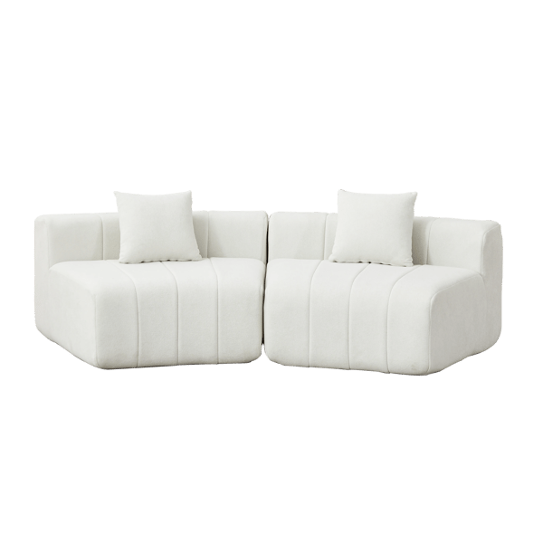 WELLTIN Böjd Chenille Soffmodul, Halvcirkelformad Soffa med Två Kuddar, Flexibel Sittarrangemang för Vardagsrumssoffmodul & Sovrum