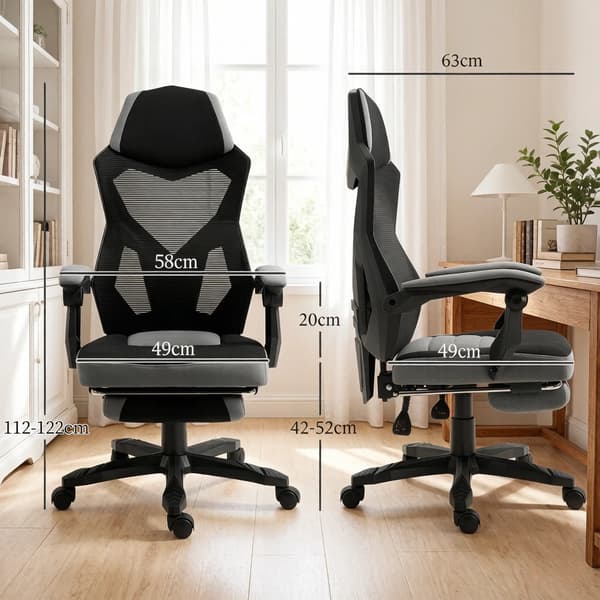 Ergonomisk gamingstol, højrygget drejelig kontorstol, computerstol (kun med computerstol)