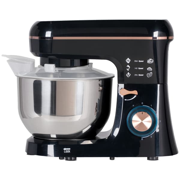 Røremaskine, foodprocessor, mixer, 6 hastigheder, 5,5L skål i rustfrit stål, sort