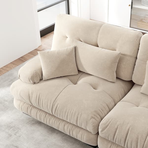 WELLTIN Oversized L-formet skysofa, lys kaffe modulær hjørnesofa med puf, dyb siddeplads afslappende møbler til moderne stue