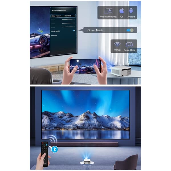Flixtone D9W Mini Projektor, 1080P, Android 14.0