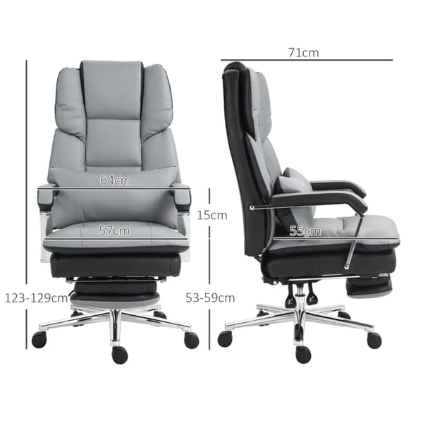 Kontorstol, ergonomisk, justerbar, 63x71x123-129cm, lysegrå/sort