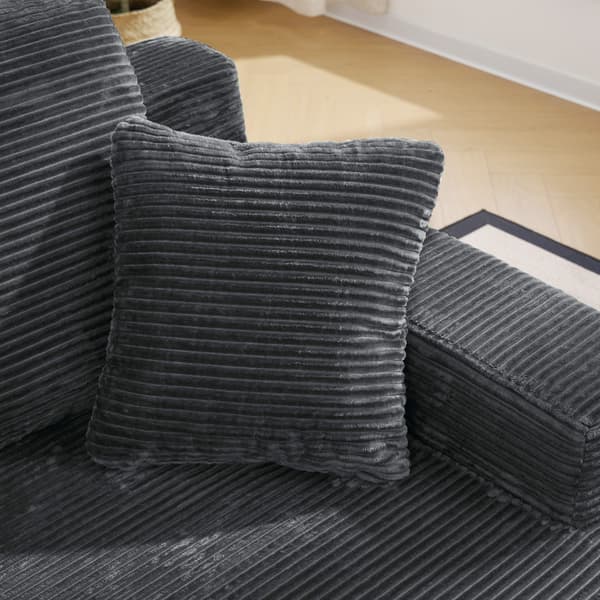 WELLTIN Mörkgrå manchester soffa, bekväm 1-sits soffa med sidofickor, ingen montering krävs enkel soffa för vardagsrum och sovrum.