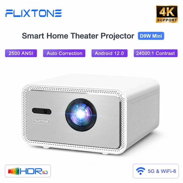 Flixtone D9W Miniprojektor, 1080P, Android 14.0