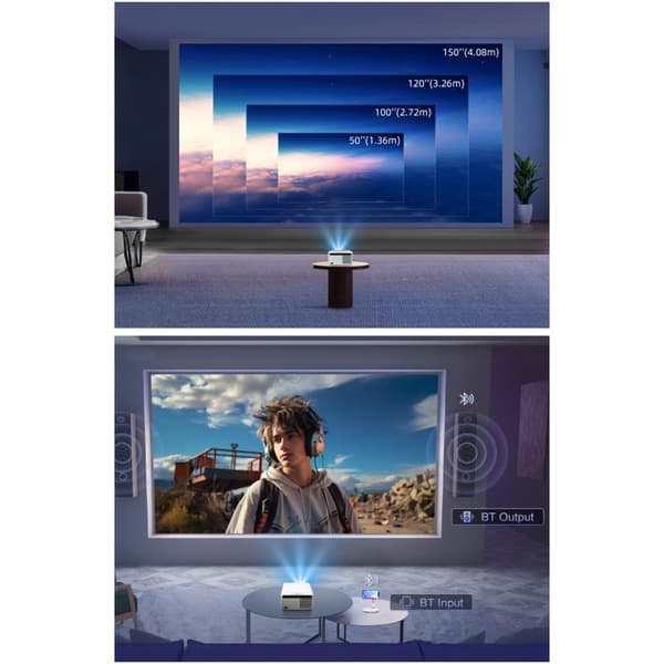 Flixtone D9W Mini Projektor, 1080P, Android 14.0