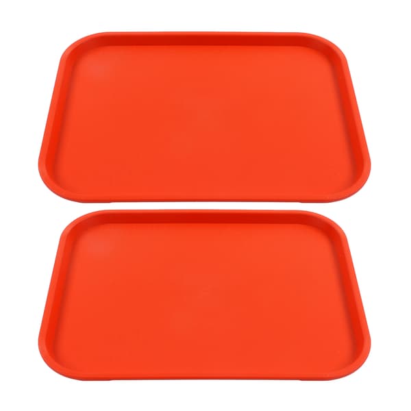 2-pack stapelbar rektangulär halkfri PP-serveringsbricka, lättvikt för restauranger och kaféer, orange