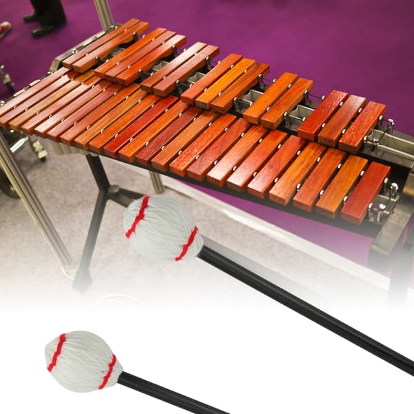 Marimba Køller Bomuldstråd Trommestik Hammer Bas Percussion Hvidt Hoved