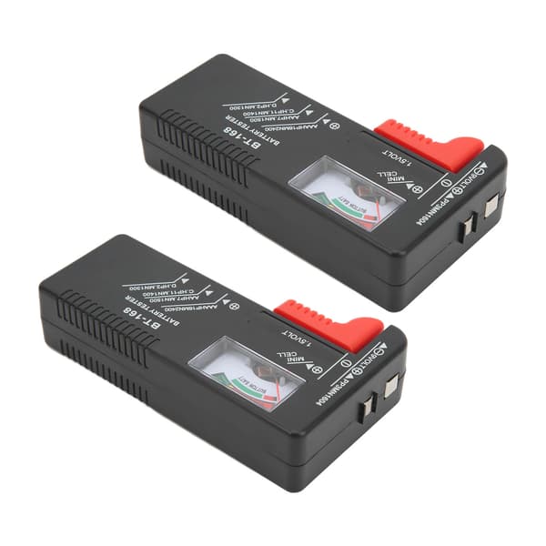 2-pak analog batteritester, bærbar knapcelle-spændingstester til AA AAA 1,5V 9V