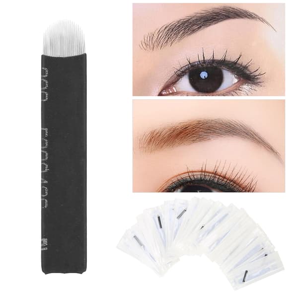 50 st ögonbryn Microblading nålar blad fin tatuering permanent makeup blad 0,18 mm (U21 stift)
