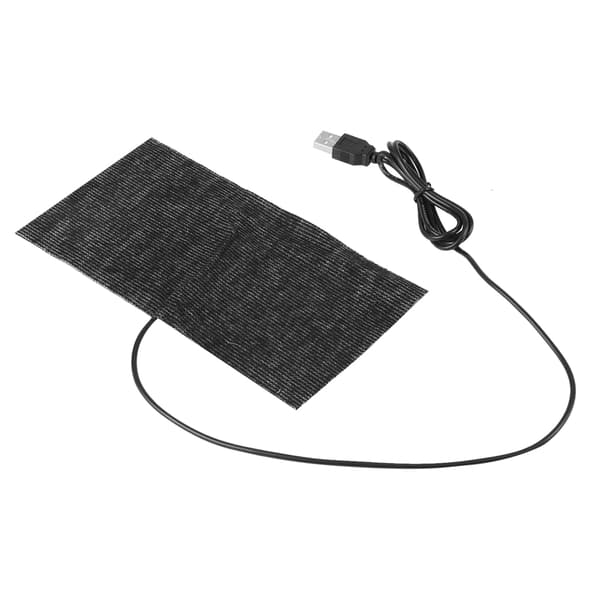 Sort 5V USB kulfiber varmemåtte 20x10cm musemåttevarmer til skrivebord