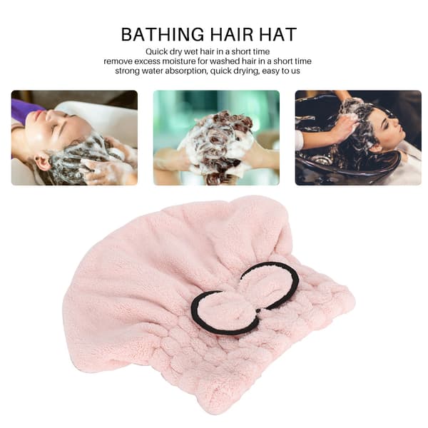 Badehætte Sløjfedekoration Badeværelseshatte Hurtigtørrende Kvinder Piger Dame Badehårshat Pink