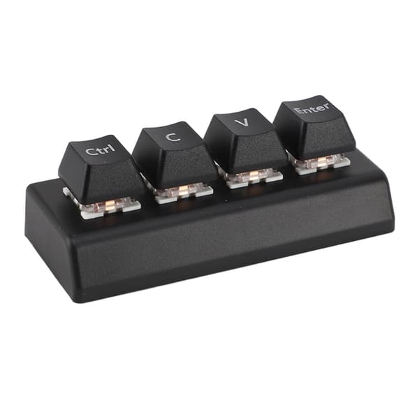 Programmerbar 4-tasters Macropad NKRO Rød Switch Ctrl CV Enter Mini Mekanisk Tastatur til Gaming Kontor Medier Sort