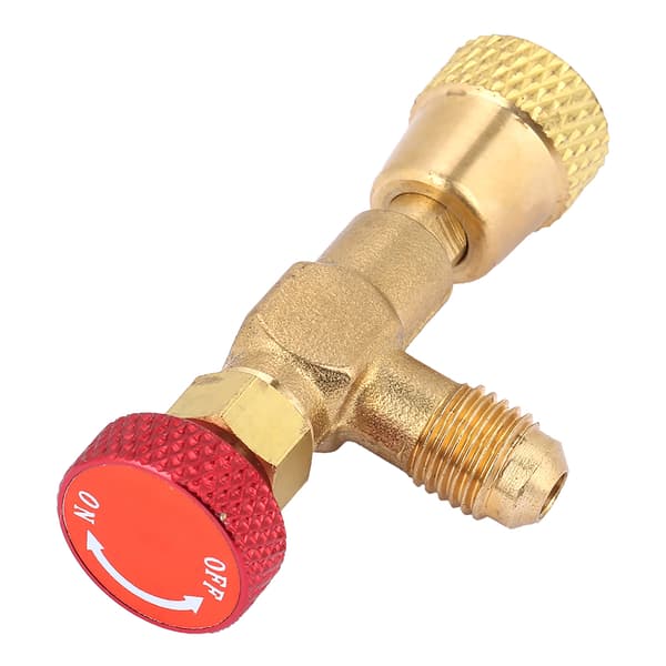 1/4''-5/16'' Messing Kølemiddelpåfyldningsventil til HVAC, R410A Slange Flowregulator