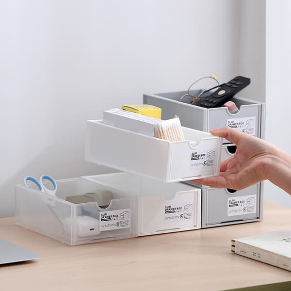 Hvid plastik skrivebords makeup-organizer med skuffe