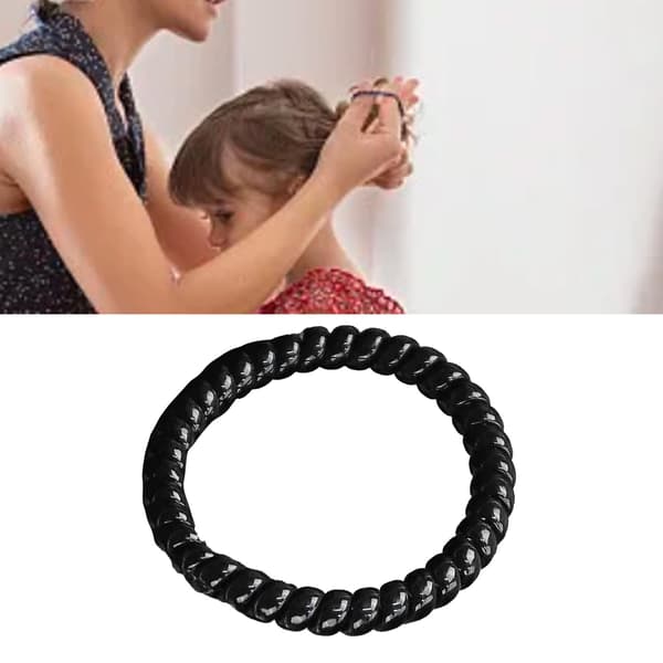 Svarta spiralhårband, högelastiska hårelastiker, hårband som inte drar, trasselfria hårband